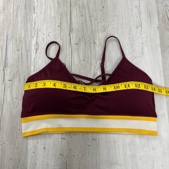 Flirtitude Maroon Yellow Padded Strappy Front Sports Bra Large - Picture 4 of 7